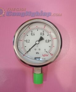 Đồng hồ áp suất có dầu bên trong kích thước mặt kính 100mm thang đo 0-10kgf/cm2  P255 100A WISE