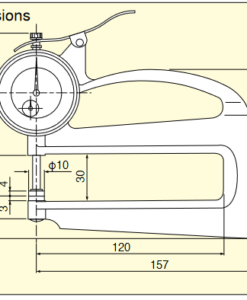 Đồng hồ đo độ dày loại hiển thị cơ 0-10mm/0.01mm, 120 throat SM-114 Teclock