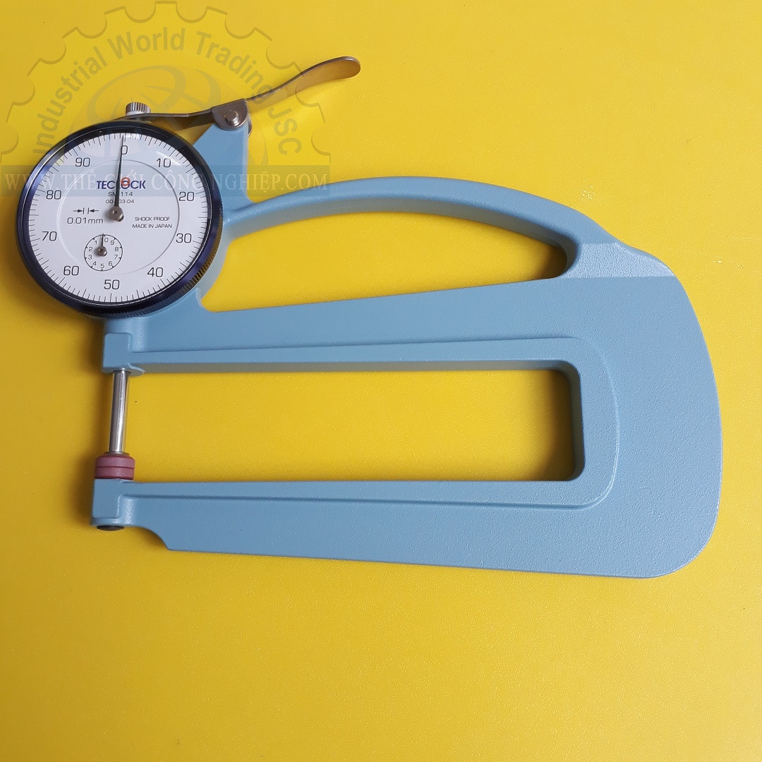 Đồng hồ đo độ dày loại hiển thị cơ 0-10mm/0.01mm, 120 throat SM-114 Teclock Đồng hồ đo độ dày loại hiển thị cơ 0-10mm/0.01mm, 120 throat SM-114 Teclock