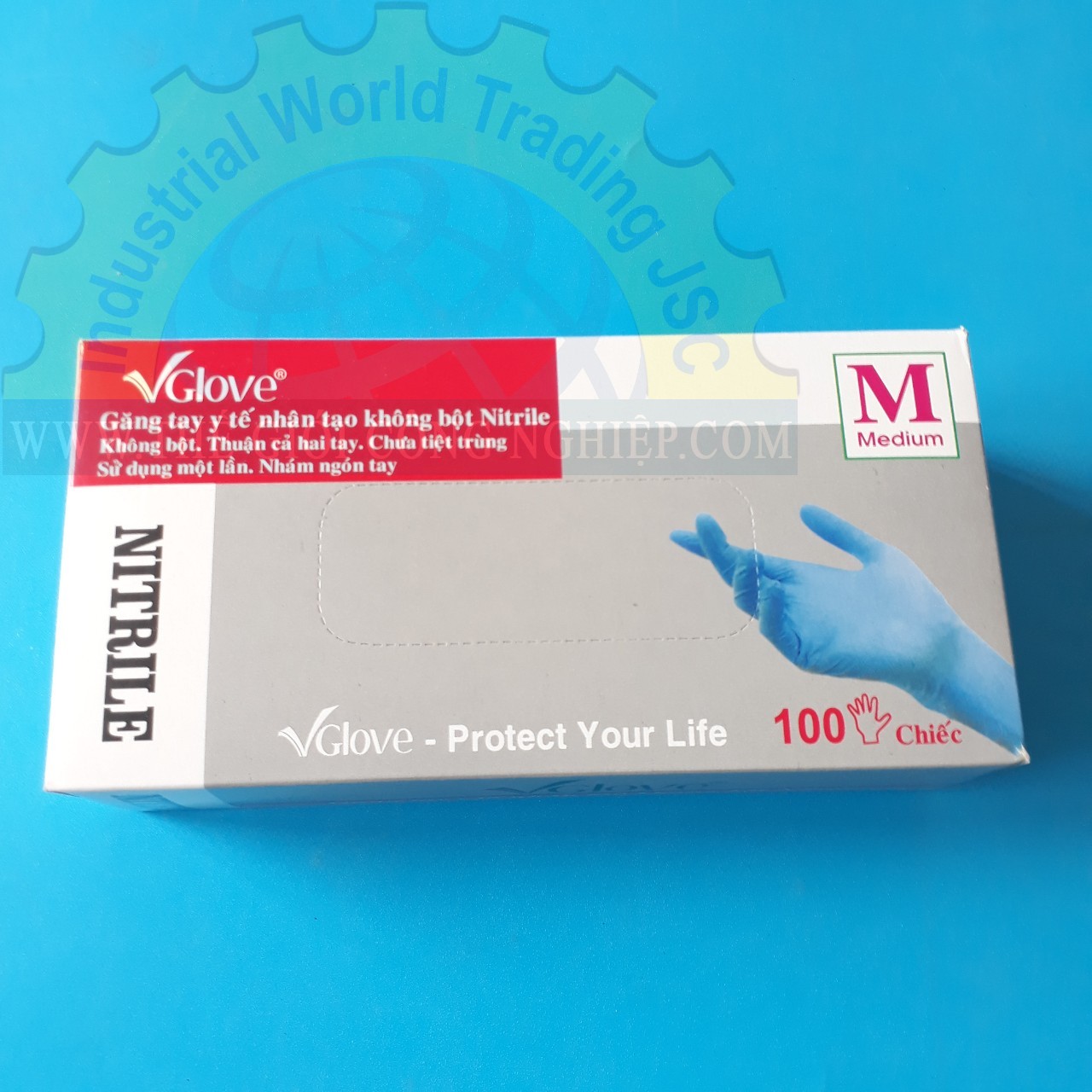Găng tay nitrile màu trắng size M TGCN-35903 Vglove Găng tay nitrile màu trắng size M TGCN-35903 Vglove