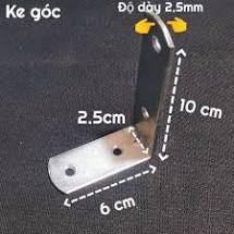 Ke góc (Pát đỡ góc L) sắt mạ kẽm, kích thước 6 x 10cm, bản rộng 2.5cm, dày 2.5mm  TGCN-51197 vhardware