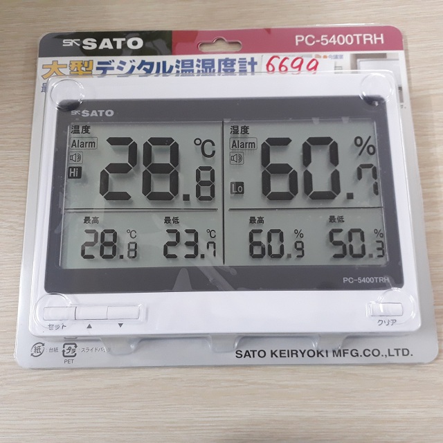 Nhiệt ẩm kế để bàn, dải đo nhiệt độ 0 ~ 50 ℃, dải đo độ ẩm 20 ~ 95% rh PC-5400TRH Sato Nhiệt ẩm kế để bàn, dải đo nhiệt độ 0 ~ 50 ℃, dải đo độ ẩm 20 ~ 95% rh PC-5400TRH Sato