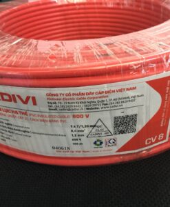 Cáp điện lực hạ thế cv 8 (600v) màu đỏ, ruột đồng cấp 2, cách điện bằng pvc  56000153 TGCN-53446 Cadivi